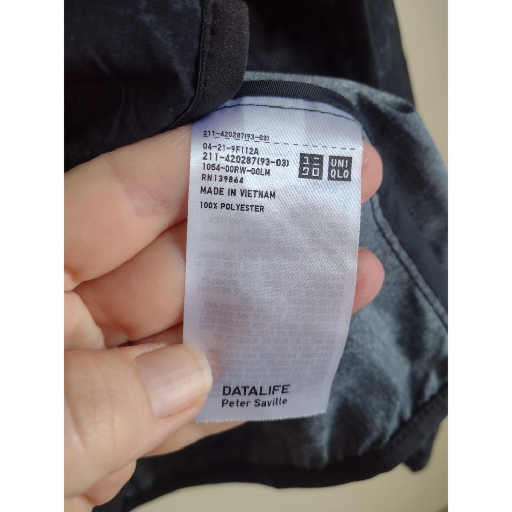 Uniqlo Peter Saville Datalife Design Windbreaker Jacket Black Grey Full Zip Sz S - Picture 3 of 9